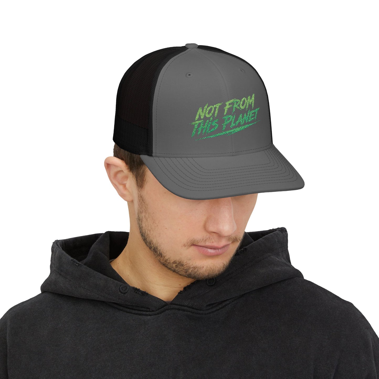 NOT FROM THIS PLANET Embroidered Snapback Trucker Cap