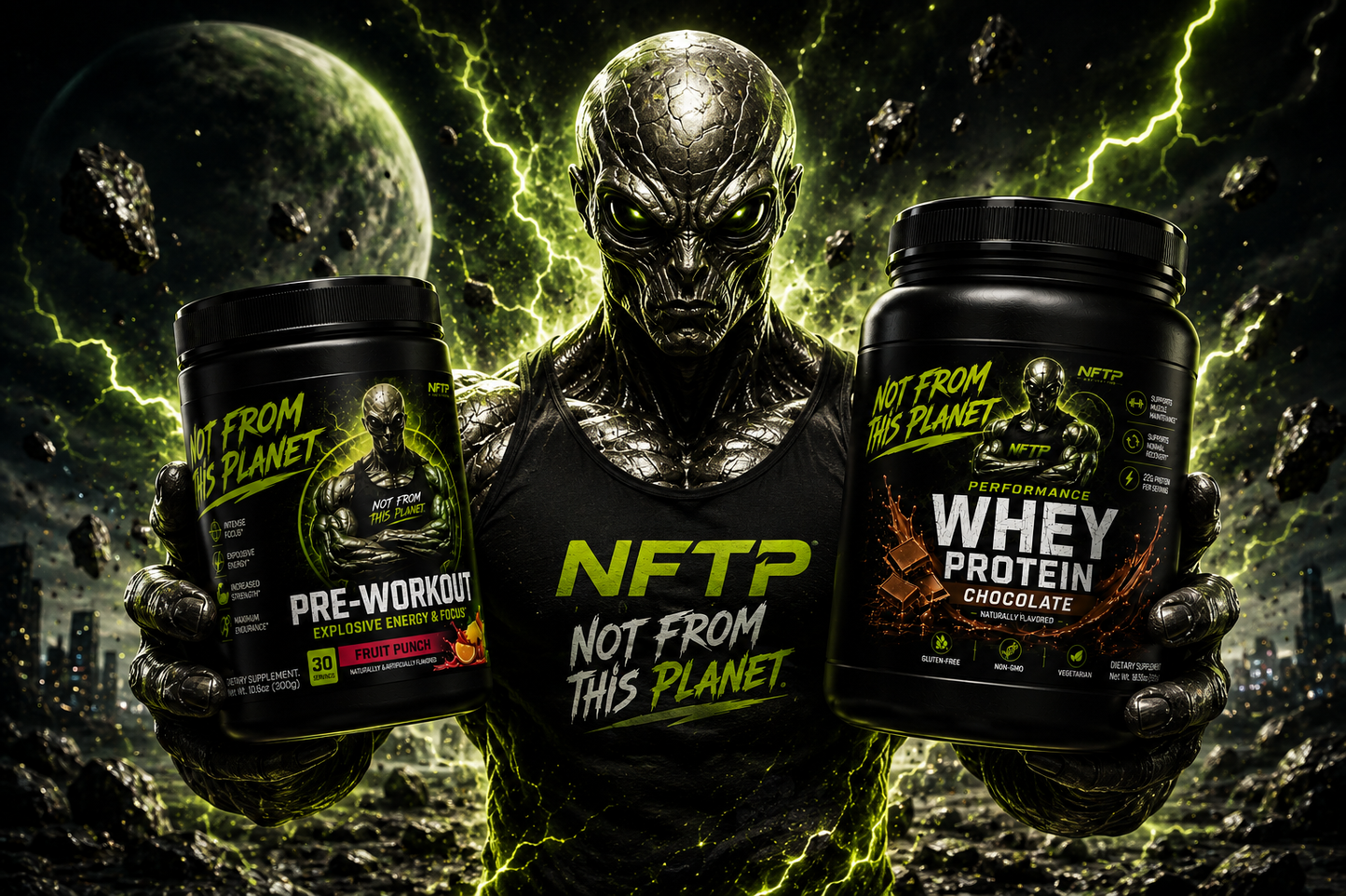 NOT FROM THIS PLANET Combo 2 Whey Protein Chocolate + Pre-Workout